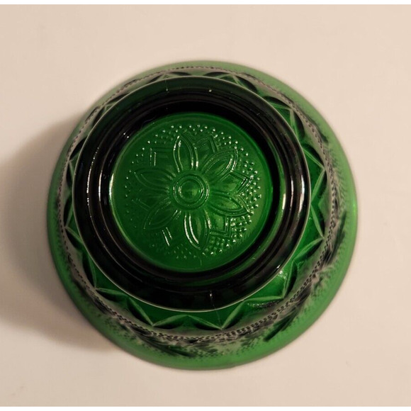 Anchor Hocking Depression Glass Footed Bowl Dessert Cup Emerald Forest Green Vtg - Picture 5 of 5